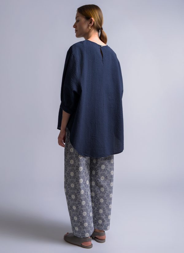 VIRAGO TOP IN MIDNIGHT BLUE SEERSUCKER CRINKLE - Image 6