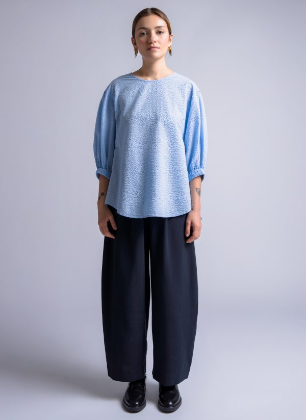VIRAGO TOP IN SKY BLUE SEERSUCKER CRINKLE - Image 2