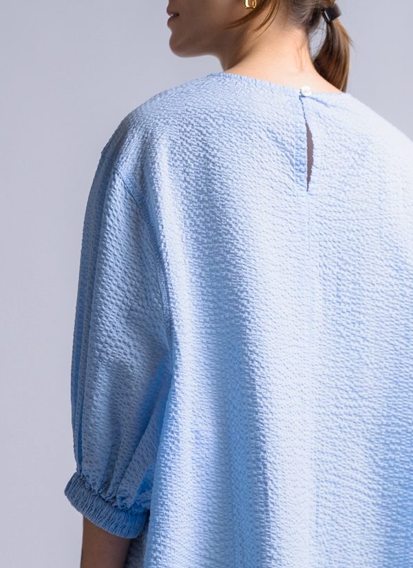 VIRAGO TOP IN SKY BLUE SEERSUCKER CRINKLE - Image 9