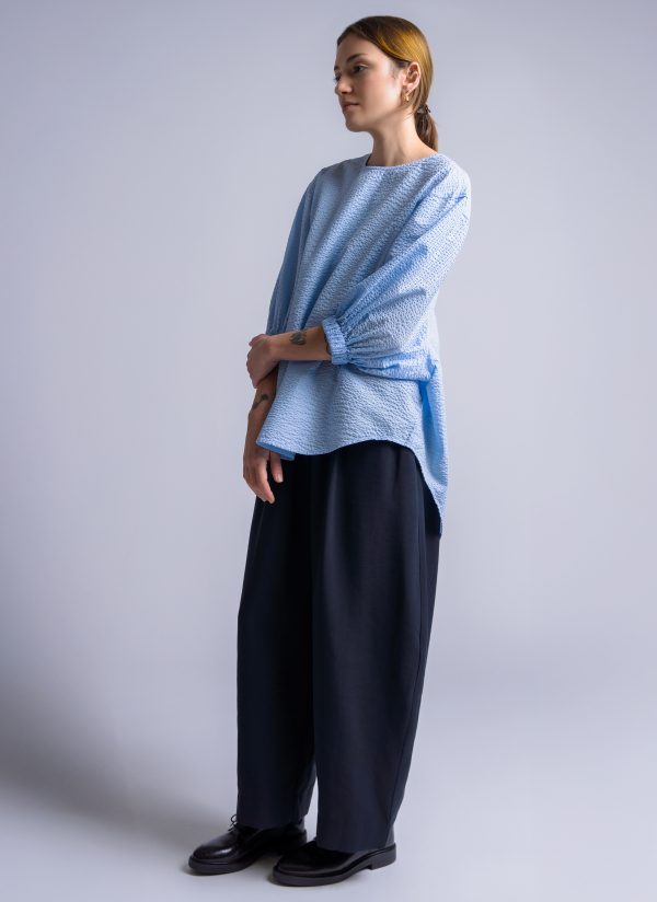 VIRAGO TOP IN SKY BLUE SEERSUCKER CRINKLE - Image 3