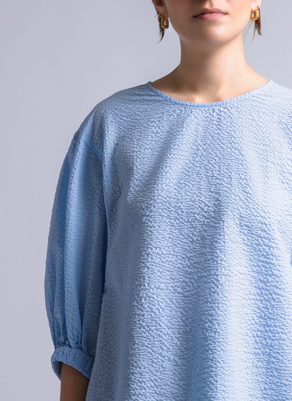 VIRAGO TOP IN SKY BLUE SEERSUCKER CRINKLE - Image 5