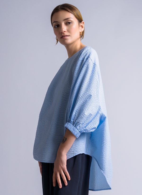 VIRAGO TOP IN SKY BLUE SEERSUCKER CRINKLE - Image 10