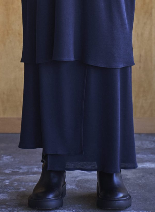 COLUMN-SLIP DRESS IN MIDNIGHT BLUE ULTRA FINE RIB KNIT - Image 4