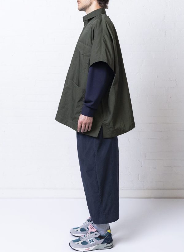 4 POCKET SHIRT PONCHO IN ARMY GREEN - Image 2