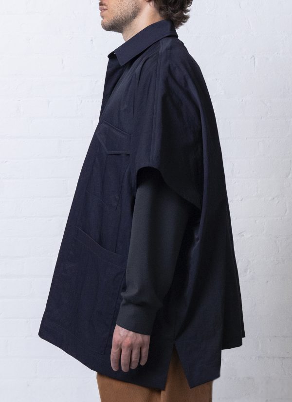 4 POCKET SHIRT PONCHO IN MIDNIGHT BLUE - Image 8