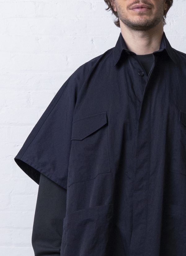 4 POCKET SHIRT PONCHO IN MIDNIGHT BLUE - Image 6