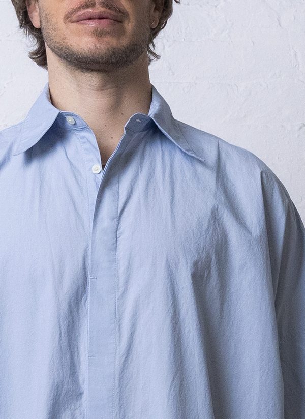 PAINTER SHIRT IN LIGHT BLUE WASHED POPLIN - Image 4