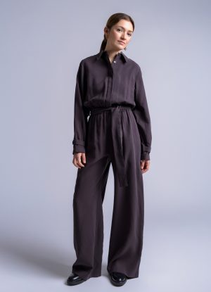 GENTLEWOMEN JUMPSUIT IN MINK BRUSHED VISCOSE TWILL