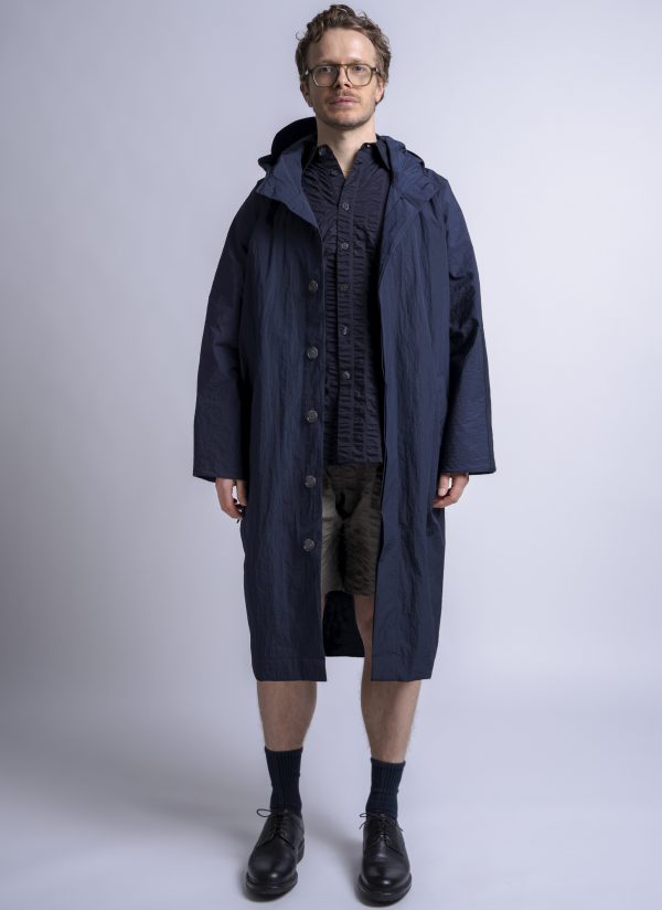 HOODED NOMAD PARKA IN MIDNIGHT BLUE RIPPLE RIPSTOP