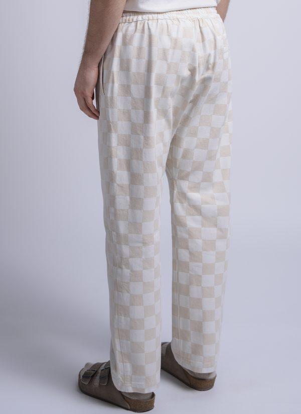 RELAXED GUSSET EASY PANT IN NATURAL & PARCHMENT CHECK TWILL - Image 5