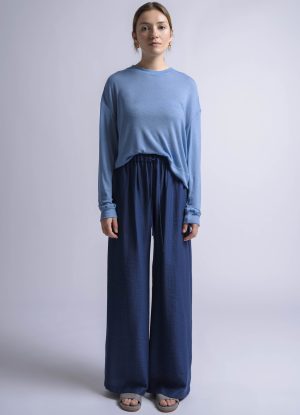 STRAIGHT EASY PANT IN OCEAN STRIPED DOBBY