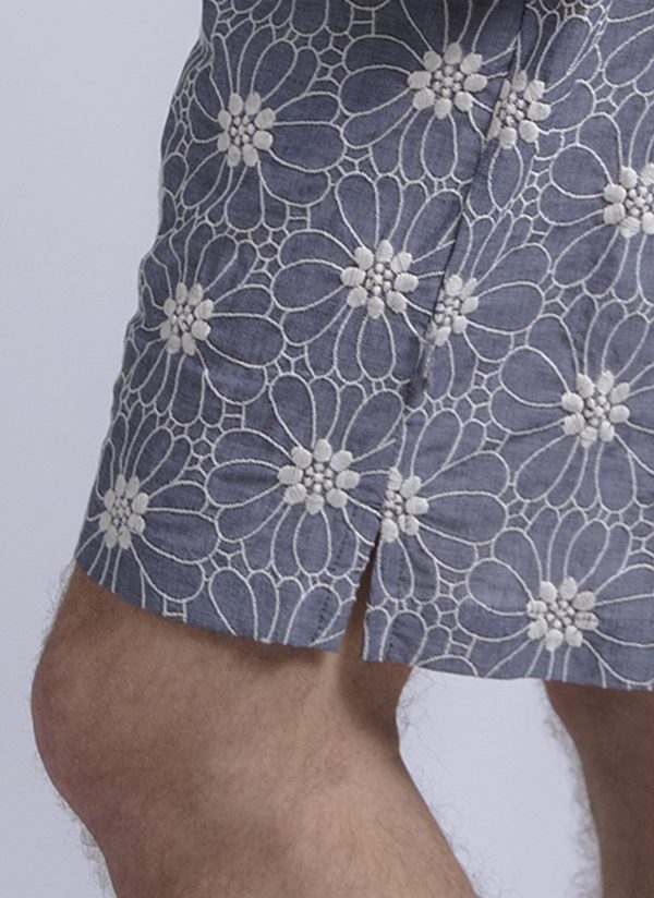 PTO EASY SHORT IN COOL GREY FLOWER DECO - Image 5