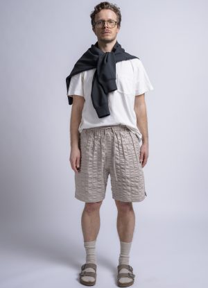 PTO EASY SHORT IN LIGHT KHAKI MACRO LINE CRINKLE