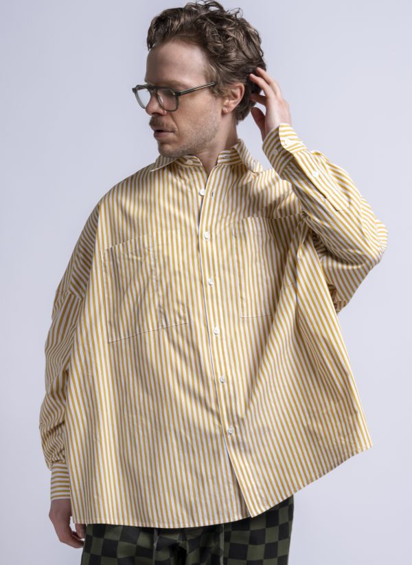 OVERSIZED IO SHIRT IN AMBER STRIPE POPLIN
