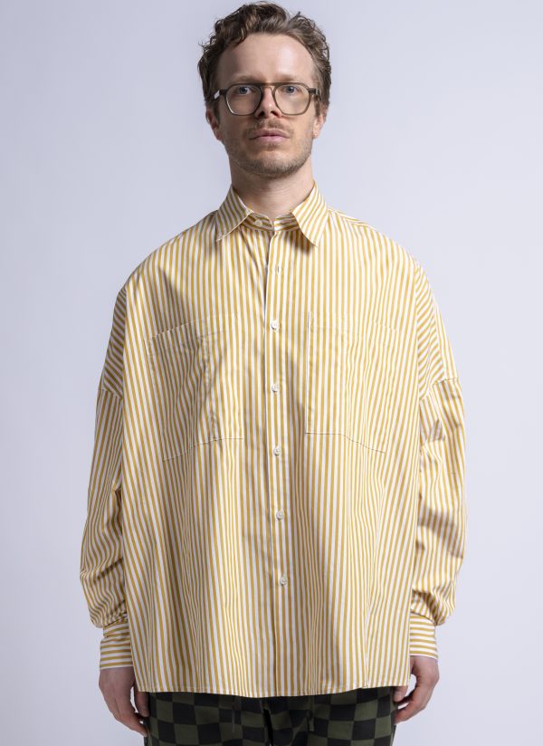 OVERSIZED IO SHIRT IN AMBER STRIPE POPLIN - Image 9