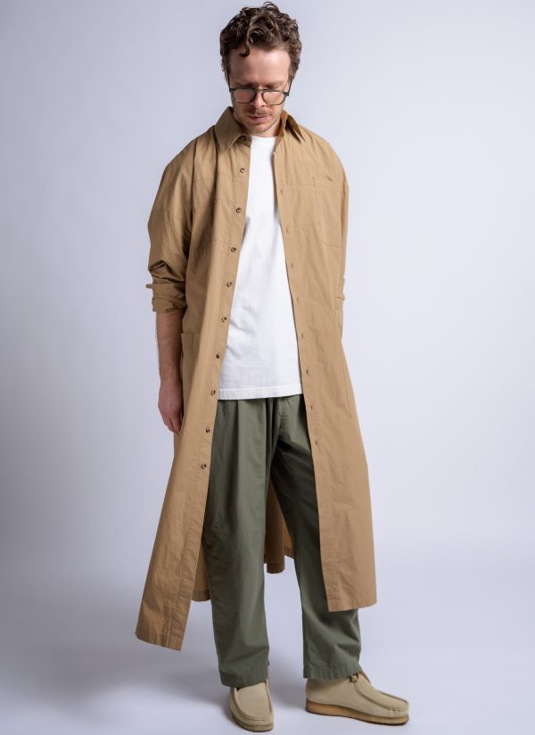 RELAXED KAFTAN SHIRT IN CAMEL WASHED POPLIN