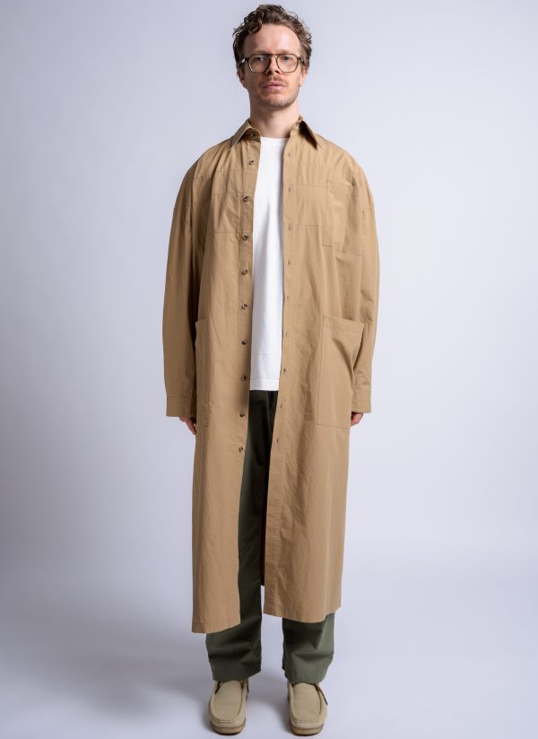 RELAXED KAFTAN SHIRT IN CAMEL WASHED POPLIN - Image 2