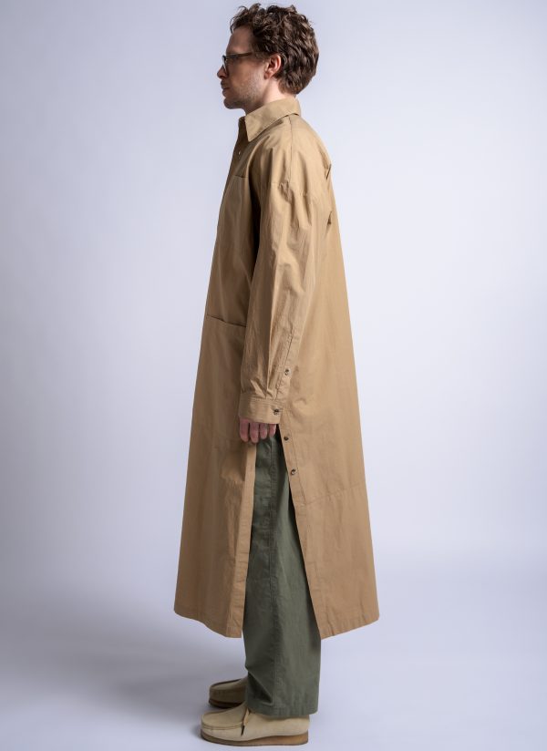 RELAXED KAFTAN SHIRT IN CAMEL WASHED POPLIN - Image 5