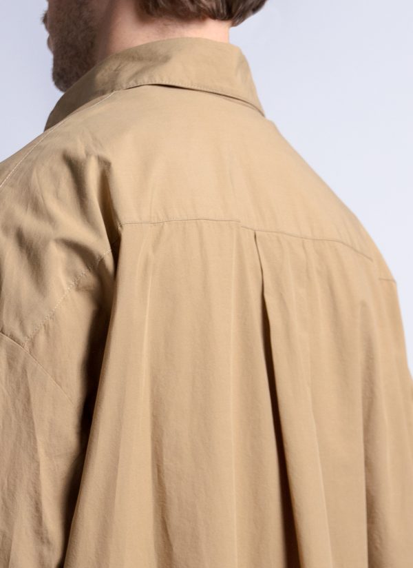 RELAXED KAFTAN SHIRT IN CAMEL WASHED POPLIN - Image 8