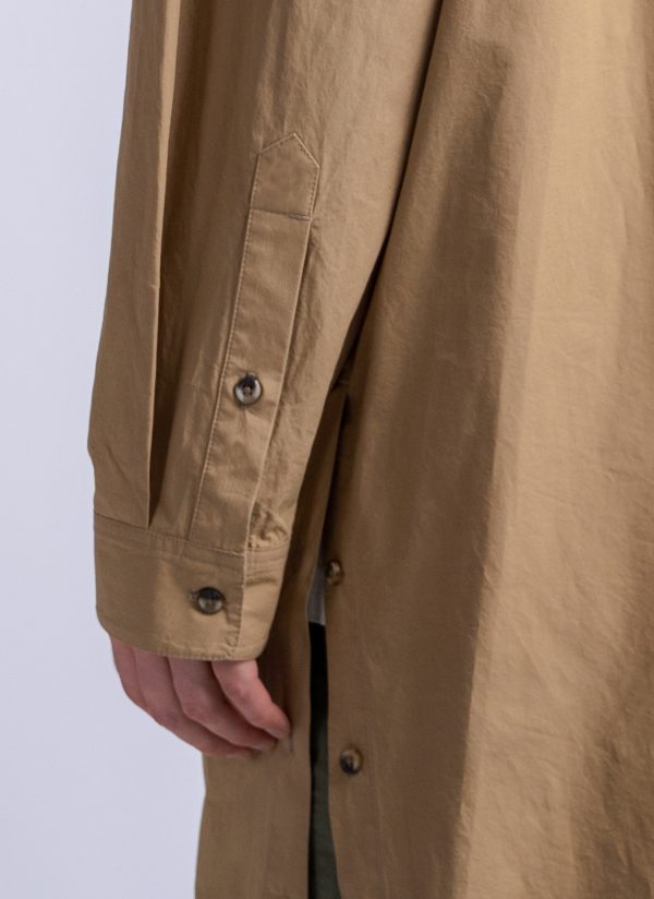 RELAXED KAFTAN SHIRT IN CAMEL WASHED POPLIN - Image 9