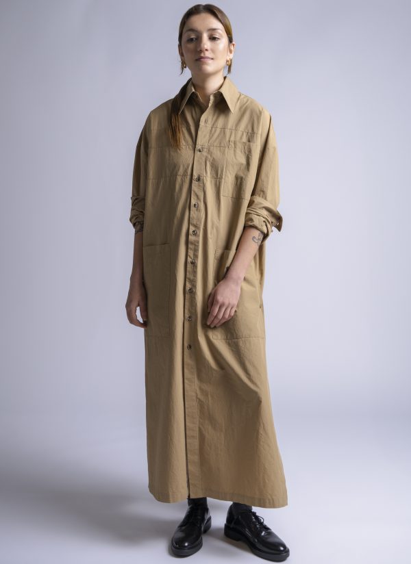 RELAXED KAFTAN SHIRT IN CAMEL WASHED POPLIN