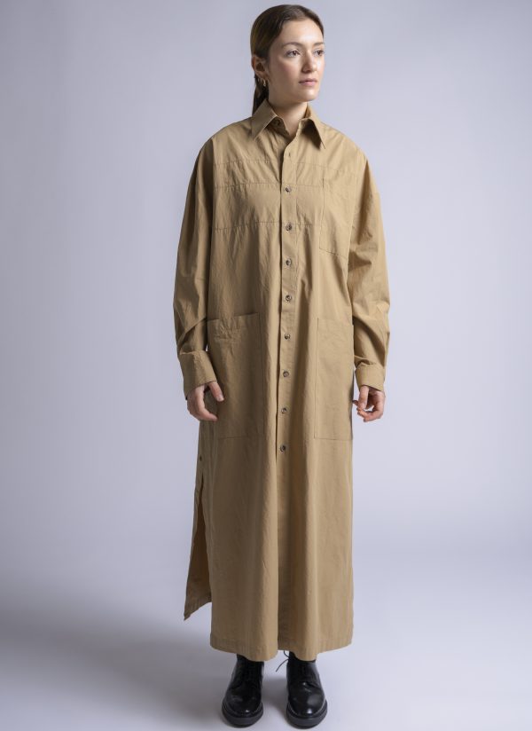RELAXED KAFTAN SHIRT IN CAMEL WASHED POPLIN - Image 2