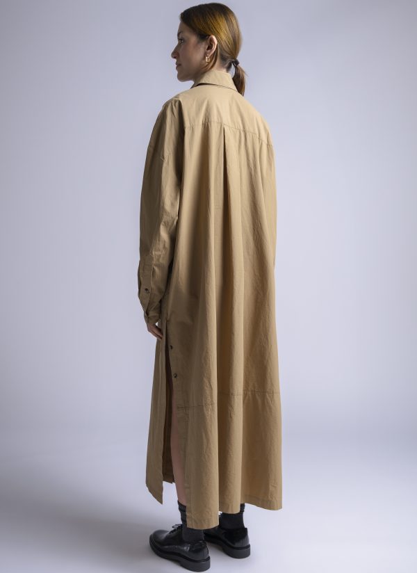 RELAXED KAFTAN SHIRT IN CAMEL WASHED POPLIN - Image 4