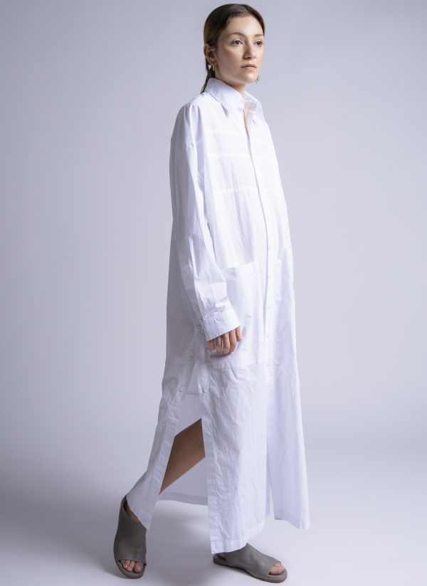 RELAXED KAFTAN SHIRT IN WHITE WASHED POPLIN - Image 3