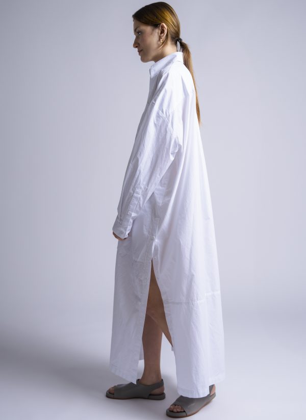 RELAXED KAFTAN SHIRT IN WHITE WASHED POPLIN - Image 4