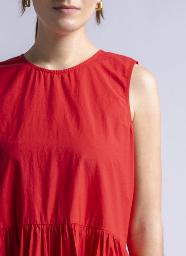 LEVEL DRESS IN CARMINE WASHED POPLIN - Image 3