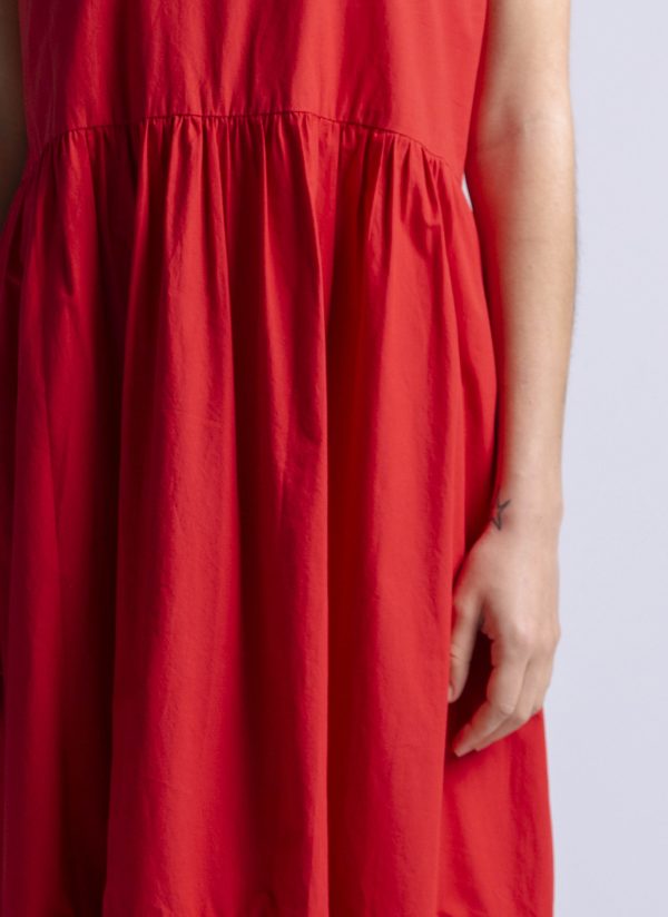 LEVEL DRESS IN CARMINE WASHED POPLIN - Image 4