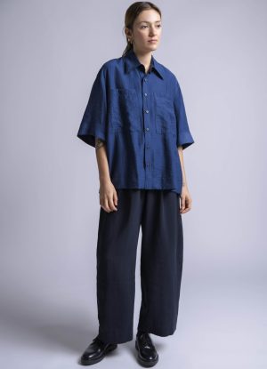 S/S MODERNIST SHIRT IN OCEAN STRIPED DOBBY