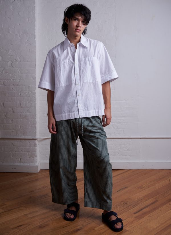 S/S MODERNIST SHIRT IN WHITE WASHED POPLIN