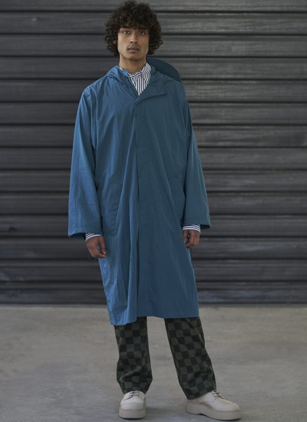 HOODED NOMAD PARKA IN OCEAN BLUE RIPPLE RIPSTOP