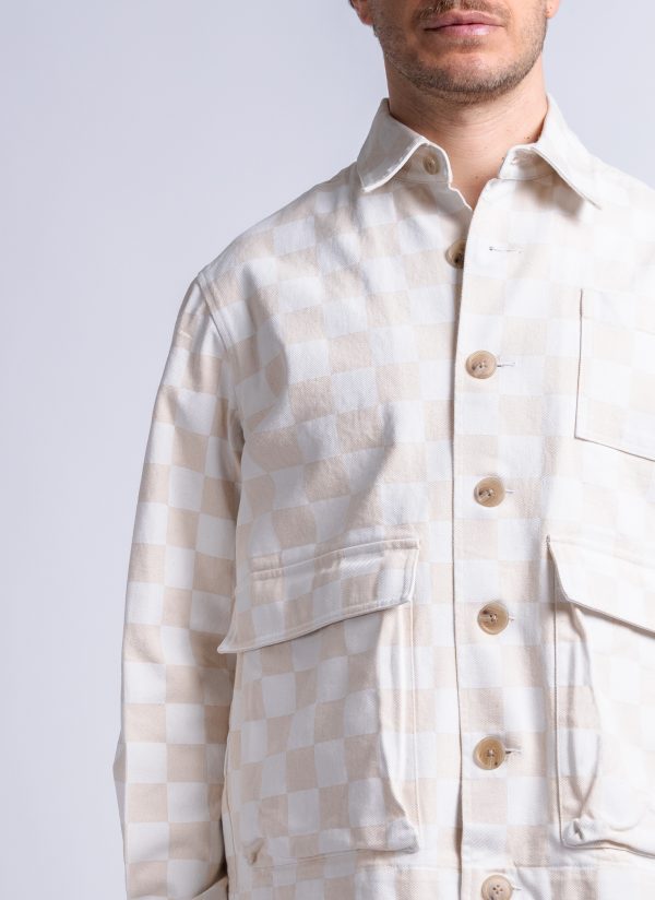 PHOTOGRAPHER JACKET IN NATURAL & PARCHMENT CHECK TWILL - Image 4