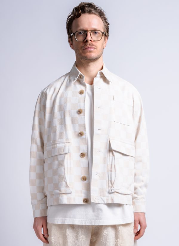 PHOTOGRAPHER JACKET IN NATURAL & PARCHMENT CHECK TWILL - Image 9