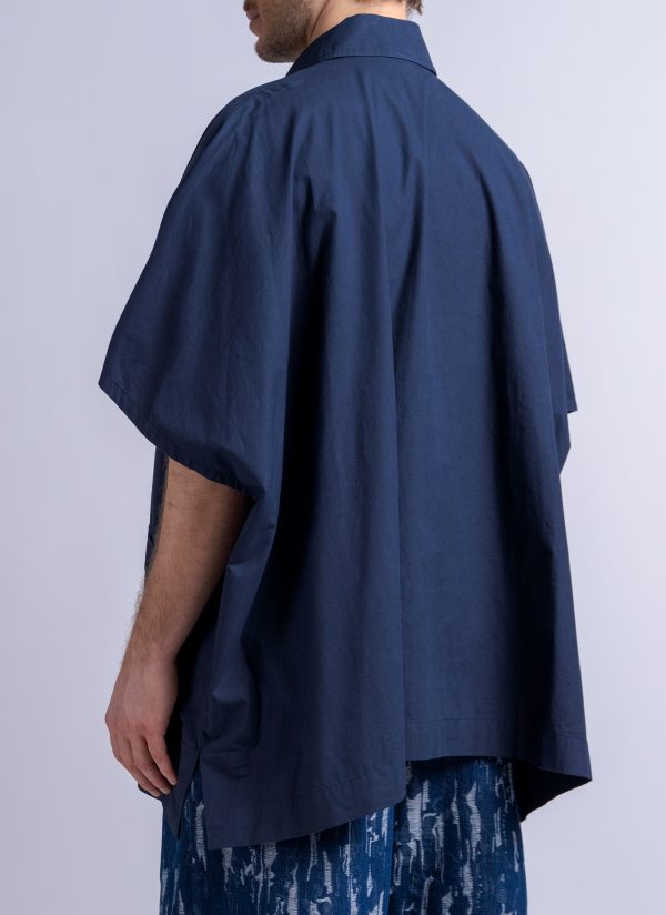 4 POCKET SHIRT PONCHO IN MIDNIGHT BLUE WASHED POPLIN - Image 8