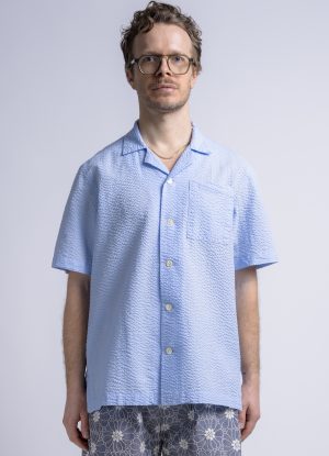 S/S PTO SHIRT IN SKY BLUE SEERSUCKER CRINKLE