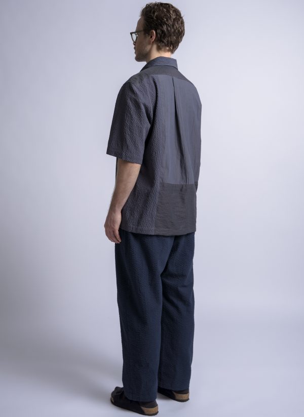 S/S PANEL BOX SHIRT IN CHARCOAL PATCHWORK - Image 4