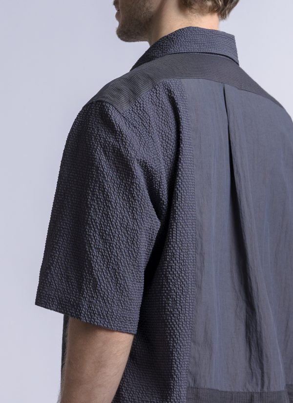 S/S PANEL BOX SHIRT IN CHARCOAL PATCHWORK - Image 5