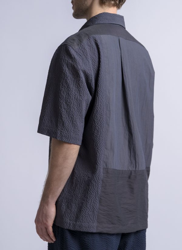 S/S PANEL BOX SHIRT IN CHARCOAL PATCHWORK - Image 8