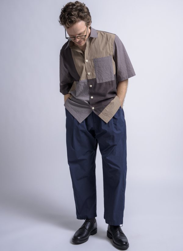 S/S PANEL BOX SHIRT IN KHAKI PATCHWORK - Image 6