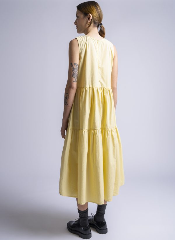 SLEEVELESS VIRAGO DRESS IN PALE YELLOW WASHED POPLIN - Image 2