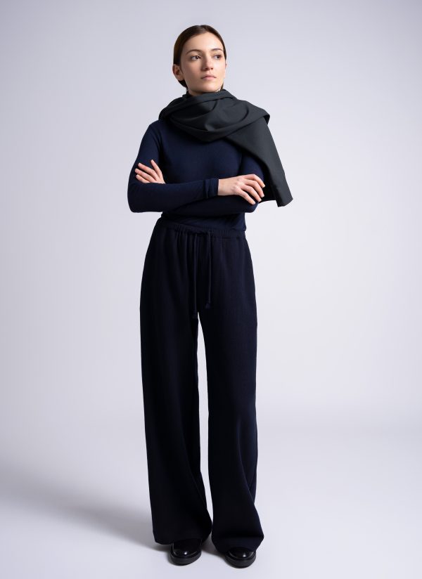 EASY PANT IN MIDNIGHT BLUE BRUSHED WOOLEN
