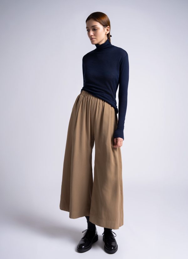 FORM PANT IN KHAKI BRUSHED VISCOSE TWILL - Image 7