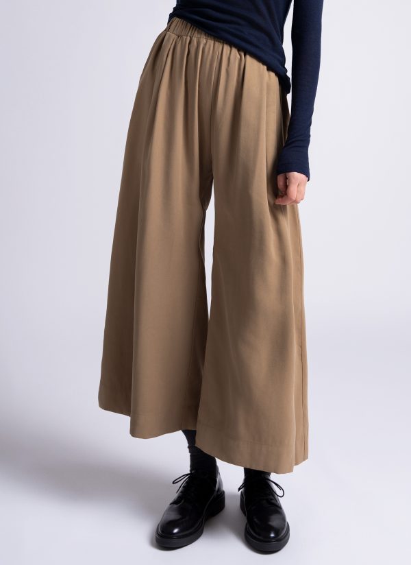 FORM PANT IN KHAKI BRUSHED VISCOSE TWILL - Image 2
