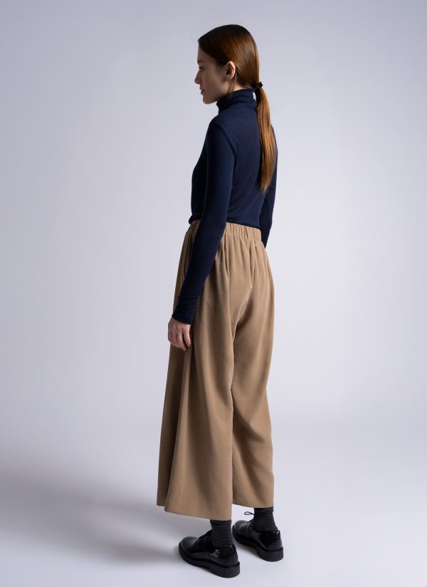 FORM PANT IN KHAKI BRUSHED VISCOSE TWILL - Image 4