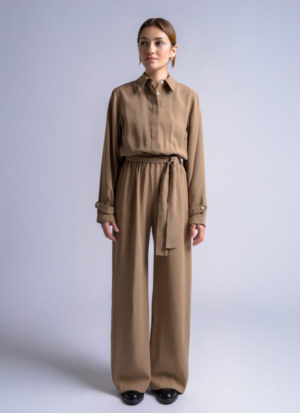 GENTLEWOMEN JUMPSUIT IN KHAKI BRUSHED VISCOSE TWILL