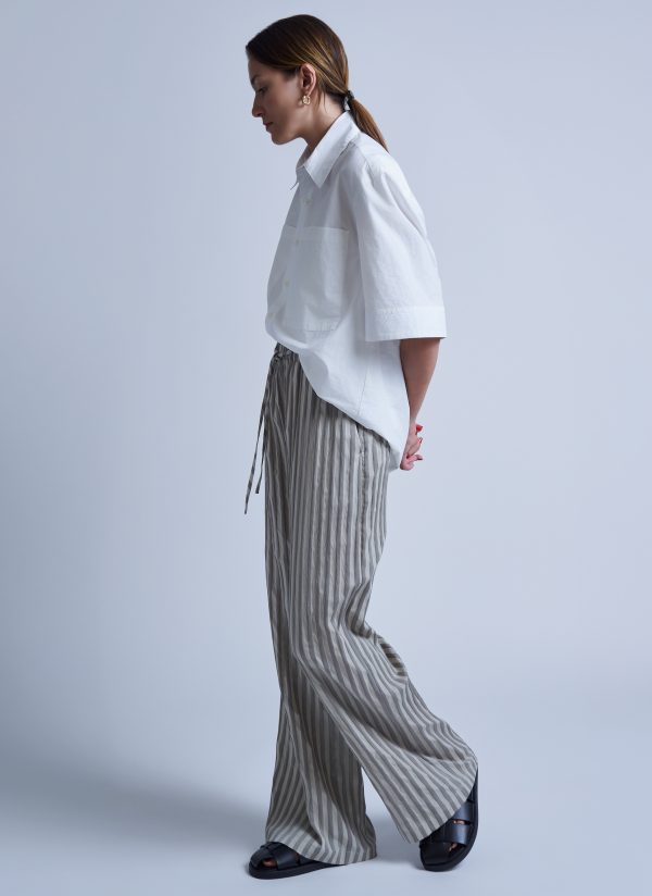 STRAIGHT EASY PANT IN BEIGE MIX WIDE RIPPLE STRIPE - Image 3