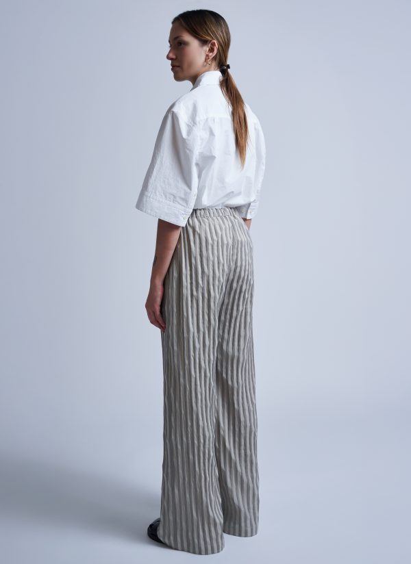 STRAIGHT EASY PANT IN BEIGE MIX WIDE RIPPLE STRIPE - Image 4